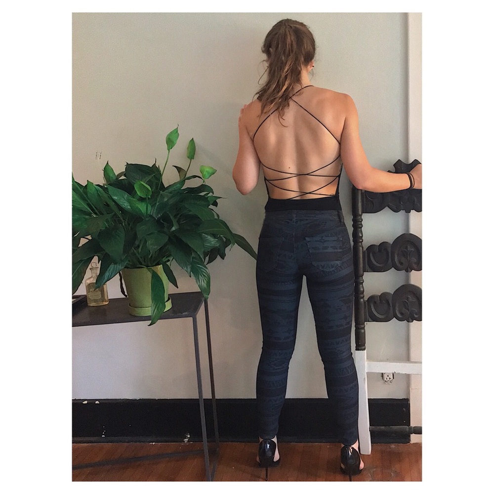 topshop moto aztec print jeans